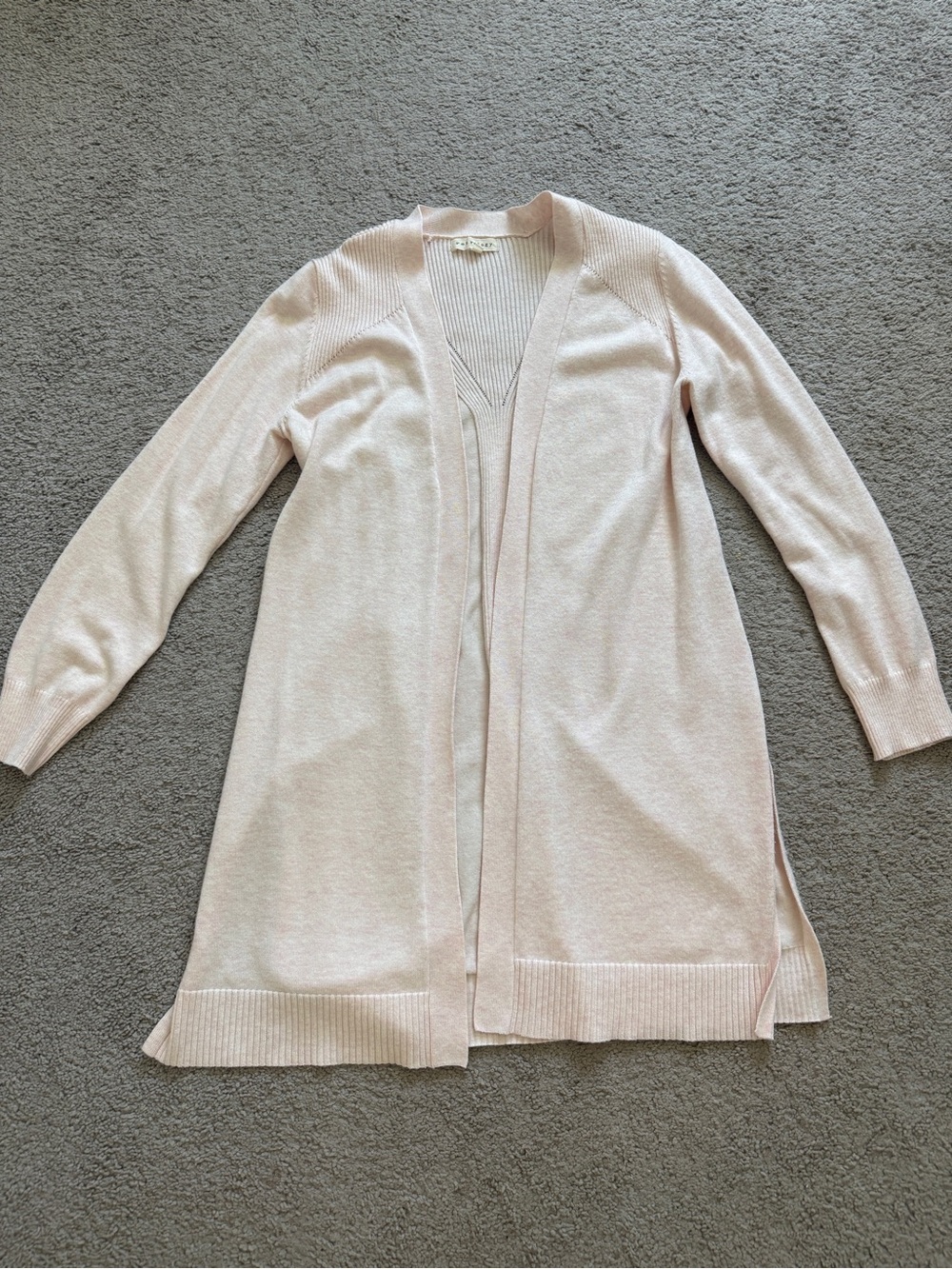 Open-Front Longline Cardigan — Light Pink